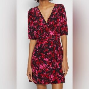 NWOT The Kooples firework print faux wrap dress in Red and Pink